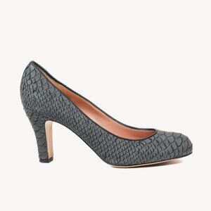 Emporio Armani Snake Stamped Grey Leather Pumps
